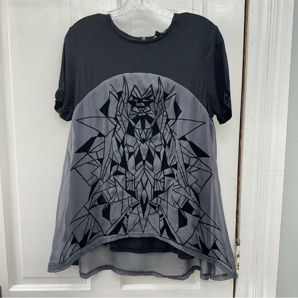 Miss me black and gray blouse top‎ shirt women's medium.